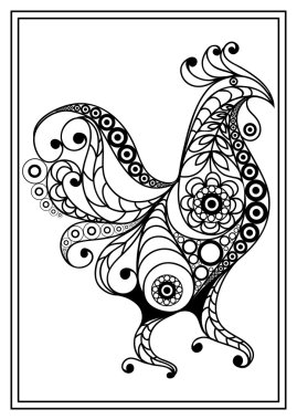 Ateşli bir horoz 47 ile Grafik illüstrasyon