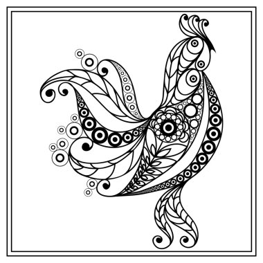 Ateşli bir horoz 50 ile Grafik illüstrasyon