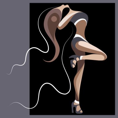 Bir dansçı kadın 11 ile grafik illüstrasyon