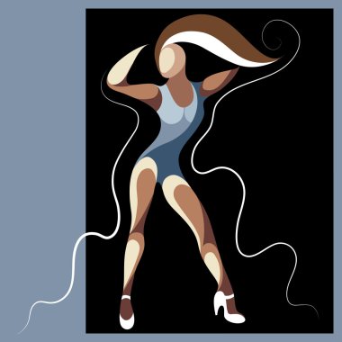 Bir dansçı kadın 16 ile grafik illüstrasyon