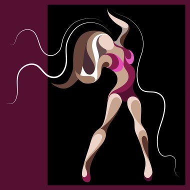 Bir dansçı kadın 19 ile grafik illüstrasyon
