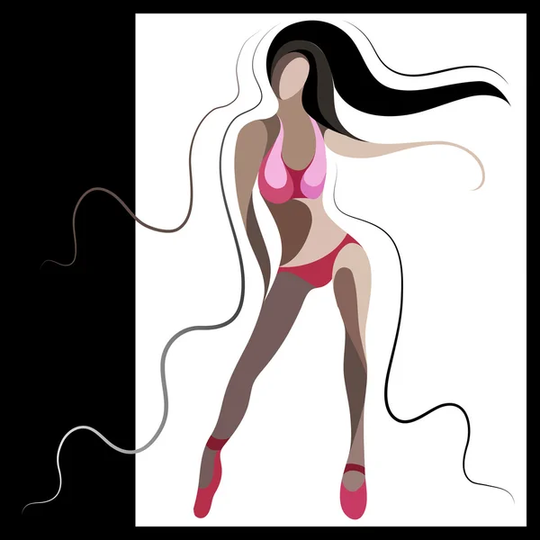 Ilustração gráfica com uma dançarina mulher 3 — Vetor de Stock