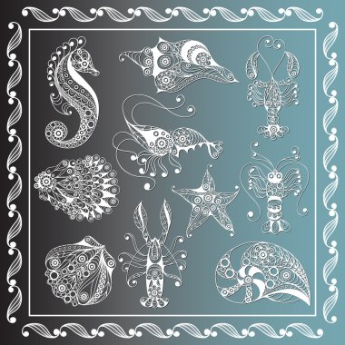 Deniz incelik _Düz 2 ile grafik illüstrasyon