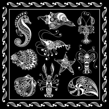 Deniz incelik _Düz 4 ile grafik illüstrasyon