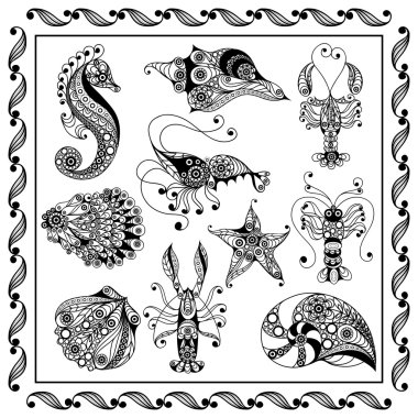 Deniz incelik _Düz 5 ile grafik illüstrasyon