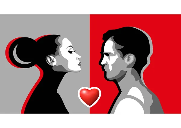 Casal Abstrato Apaixonado Símbolo Valentine Ilustração Vetorial — Vetor de Stock