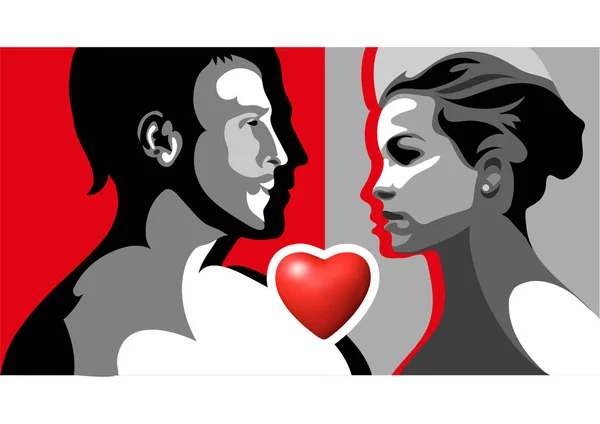 Couple Abstrait Amoureux Symbole Saint Valentin Illustration Vectorielle — Image vectorielle