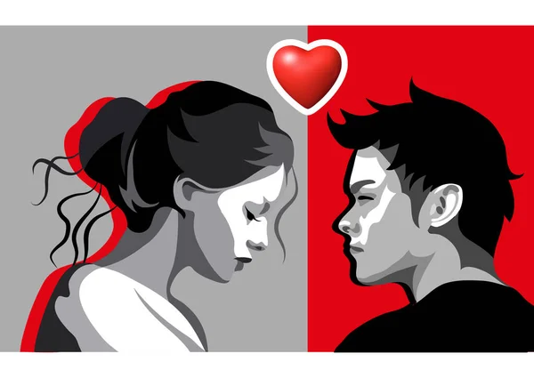 Couple Abstrait Amoureux Symbole Saint Valentin Illustration Vectorielle — Image vectorielle