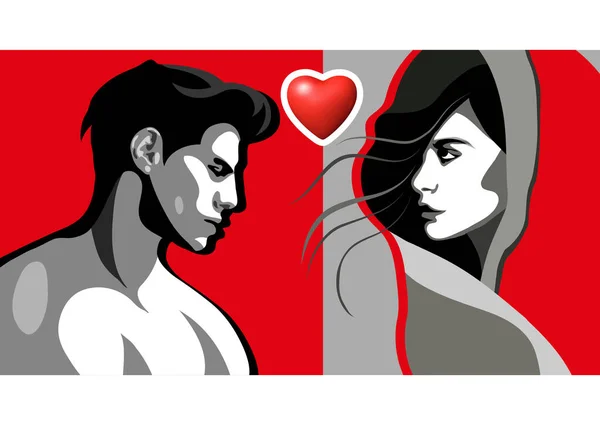 愛の抽象的なカップル バレンタインシンボル ベクターイラスト — ストックベクタ
