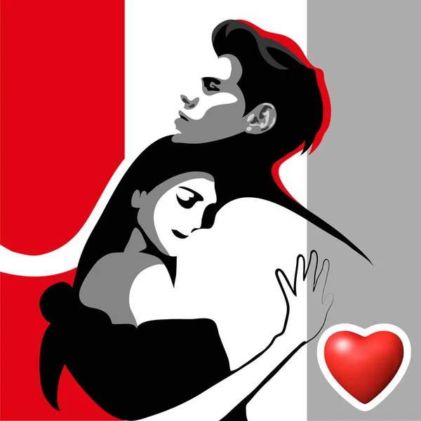 Absztrakt Szerelmespár Valentin Szimbólum Vektorillusztráció Stock Illusztrációk