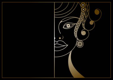 Çiçekli, soyut bir kadın. Vektör illüstrasyonu.