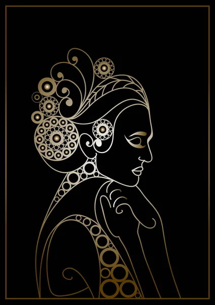 Femme Abstraite Stylisée Avec Des Fleurs Illustration Vectorielle — Image vectorielle