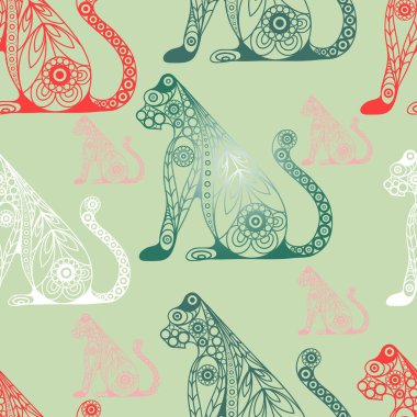 2022 'nin siyah su kaplanı sembollü kusursuz soyut arka plan (doku). Yeni yıl tasarımı. Vektör illüstrasyonu.