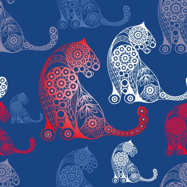 2022 'nin siyah su kaplanı sembollü kusursuz soyut arka plan (doku). Yeni yıl tasarımı. Vektör illüstrasyonu.