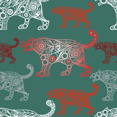 2022 'nin siyah su kaplanı sembollü kusursuz soyut arka plan (doku). Yeni yıl tasarımı. Vektör illüstrasyonu.