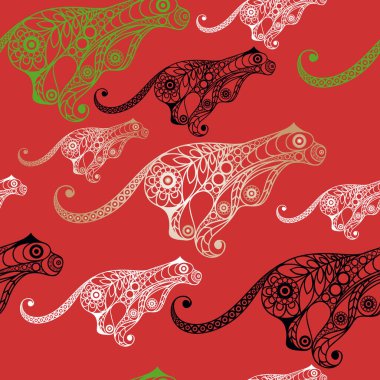 2022 'nin siyah su kaplanı sembollü kusursuz soyut arka plan (doku). Yeni yıl tasarımı. Vektör illüstrasyonu.