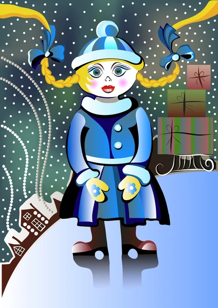 Winter girl — Stock Vector