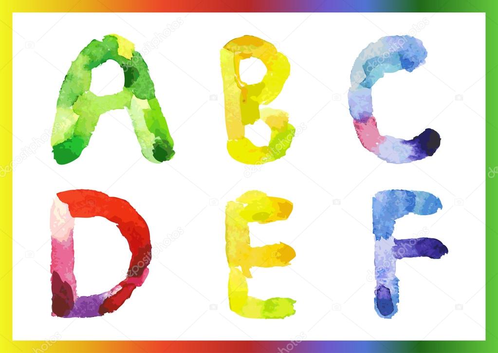 Colorful watercolor alphabet 1