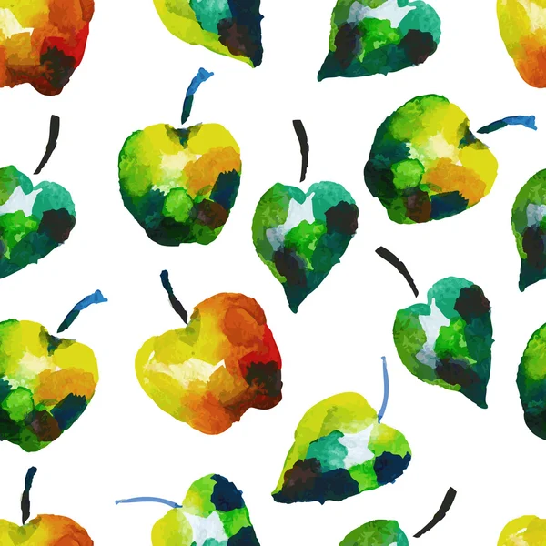 Naadloze aquarel patroon met appels — Stockvector