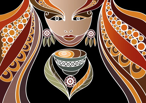Femme avec une tasse de thé ou de café 1 — Image vectorielle