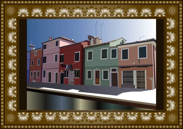 Benátky, Burano, Itálie 4 — Stockový vektor