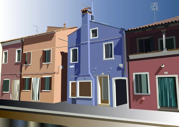 威尼斯，布拉诺，意大利 10 — 图库矢量图片