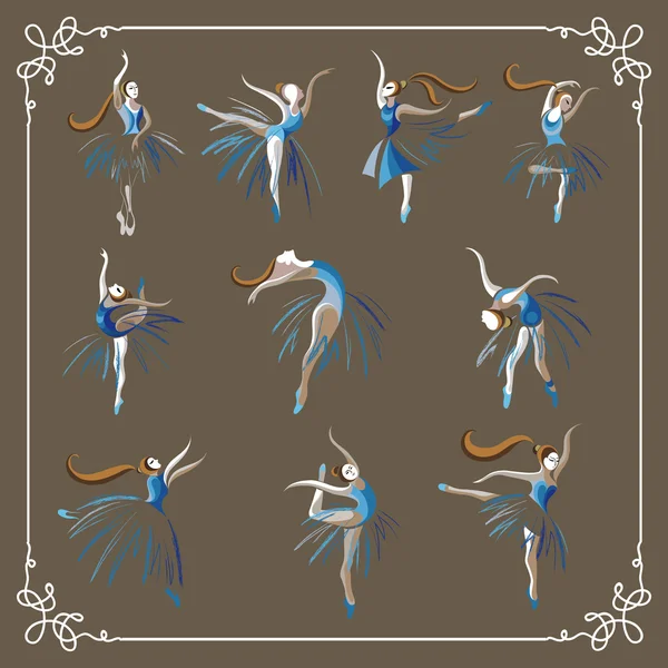 Set of dancing ballerinas 2 — Stock Vector