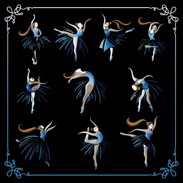 Set of dancing ballerinas 1 — Stok Vektör