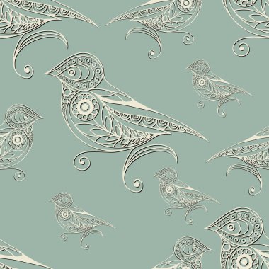 Seamless lace pattern with bird 2