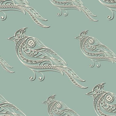 Seamless lace pattern with bird 3