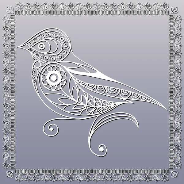 Lace illustration with bird 2 — Stock vektor