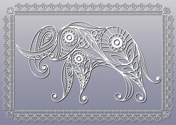 Lace illustration with elephant — Stock Vector