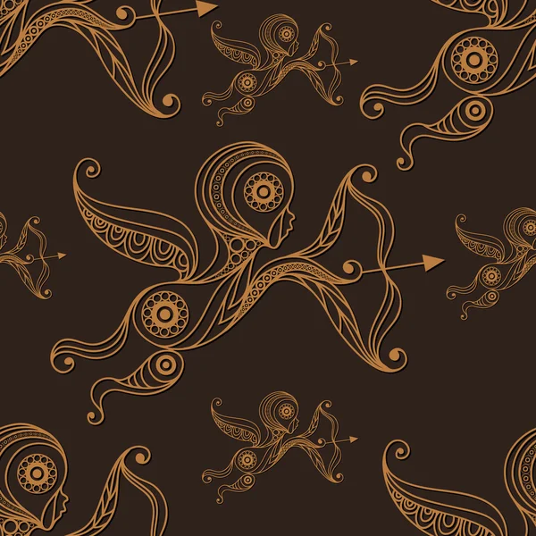 Seamless lace pattern with Amur 2 gold — Wektor stockowy