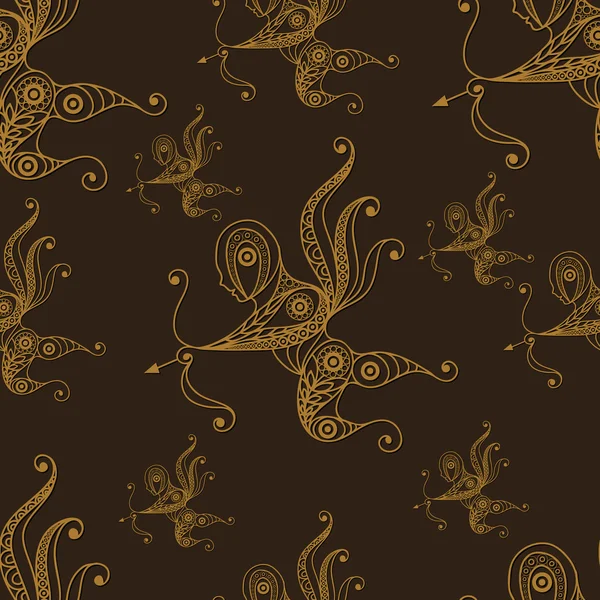 Seamless lace pattern with Amur gold — Stock vektor
