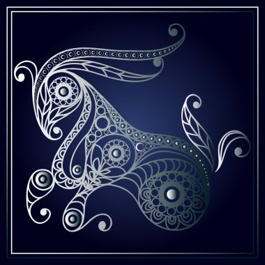 Decorative zodiac sign Capricorn in floral style 2