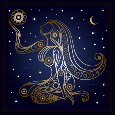 Decorative zodiac sign Virgo in floral style 1