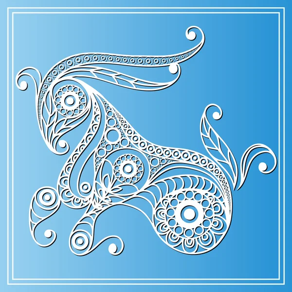 Decorative zodiac sign Capricorn in floral style 3 — ストックベクタ