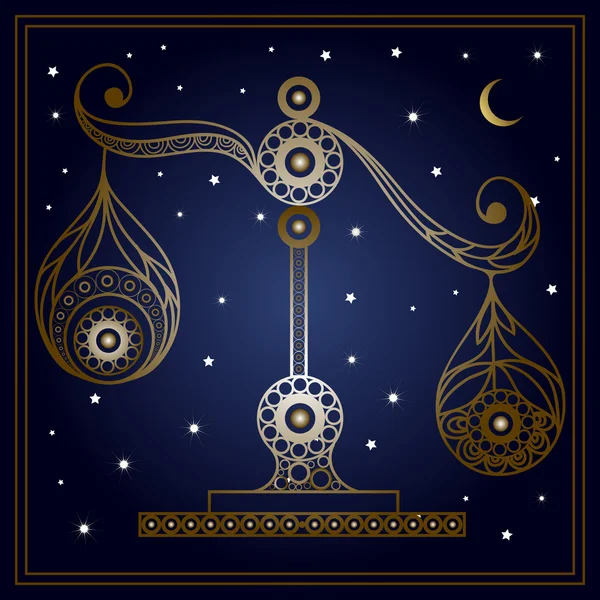 Decorative zodiac sign Libra in floral style 1 — ストックベクタ