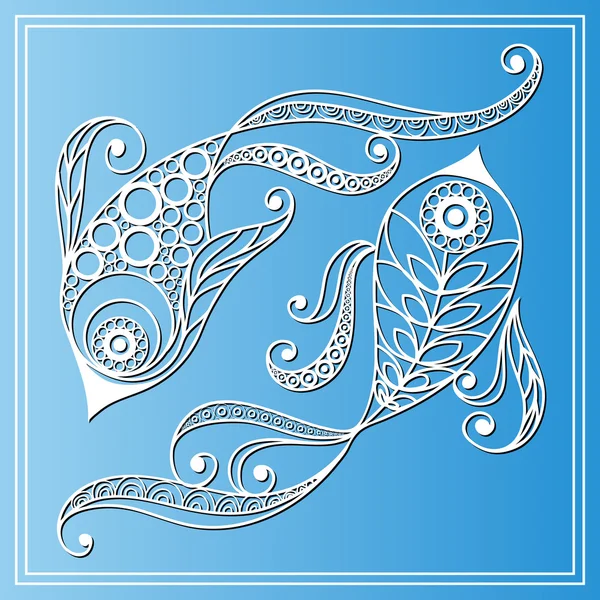 Decorative zodiac sign Pisces in floral style 3 — 图库矢量图片
