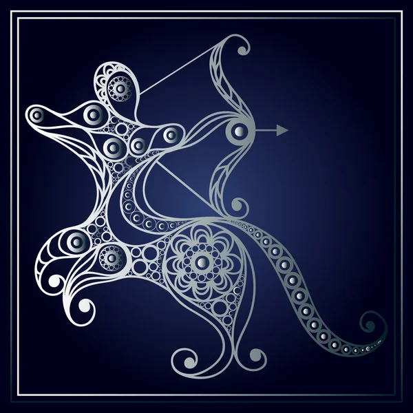 Signo decorativo del zodiaco Sagitario en estilo floral 2 — Vector de stock