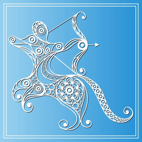 Decorative zodiac sign Sagittarius in floral style 3 — Wektor stockowy