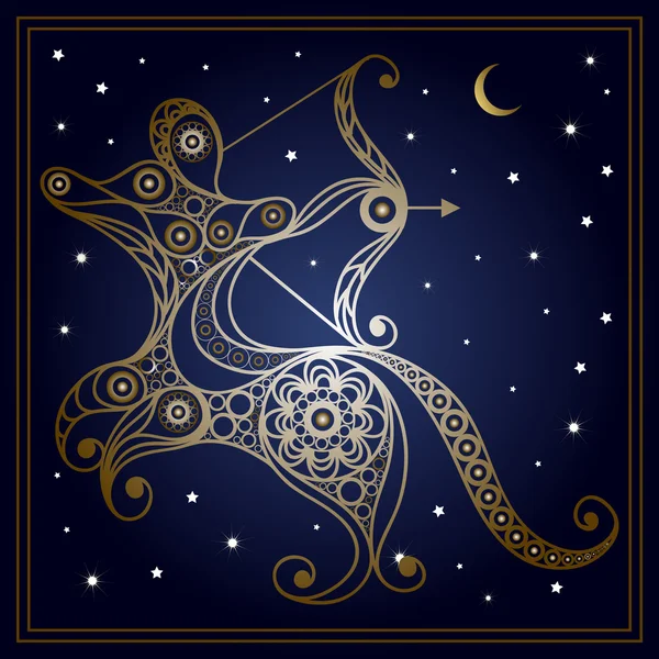 Signo decorativo del zodiaco Sagitario en estilo floral 1 — Archivo Imágenes Vectoriales