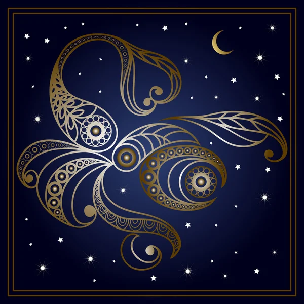 Decorative zodiac sign Scorpio in floral style 1 — 图库矢量图片