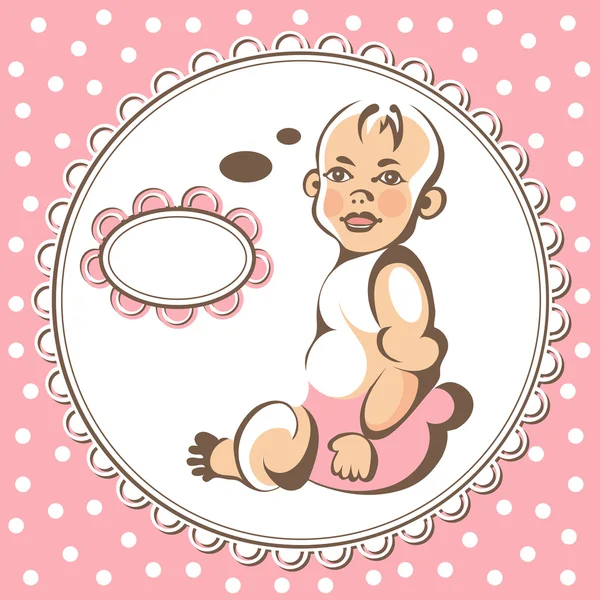 Illustration with a small baby 1 pink — Stock Vector