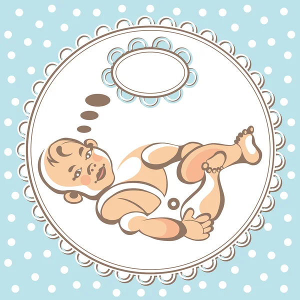 Ilustração com um bebê pequeno 3 azul —  Vetores de Stock