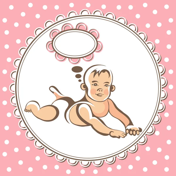 Abbildung mit einem kleinen Baby 6 rosa — Stockvektor