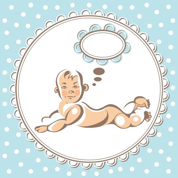 Illustration med en liten baby 7 blå — Stock vektor