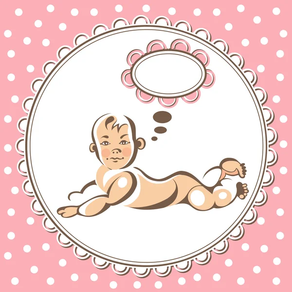 Abbildung mit einem kleinen Baby 7 rosa — Stockvektor