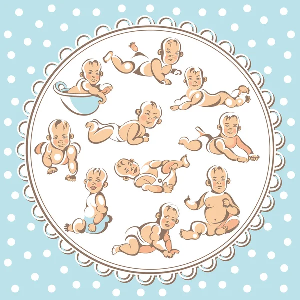 小さな赤ちゃん 1 セット ブルー — ストックベクタ