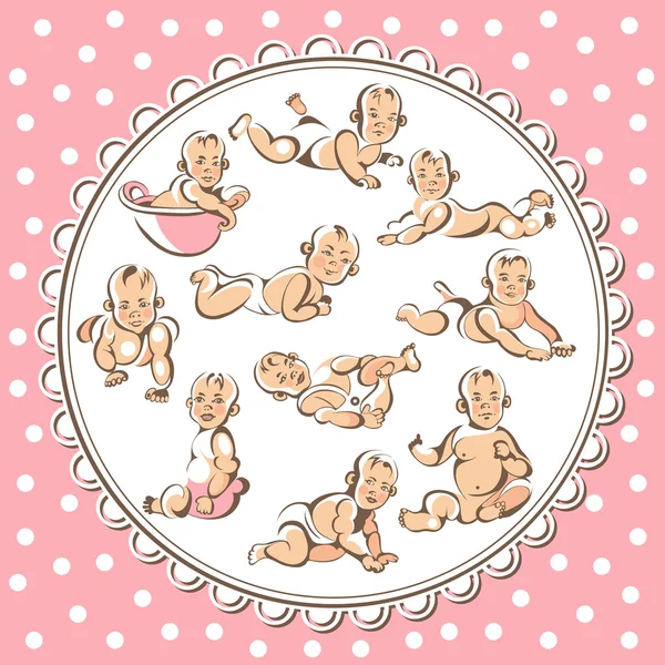 小さな赤ちゃん 1 ピンク セットします。 — ストックベクタ